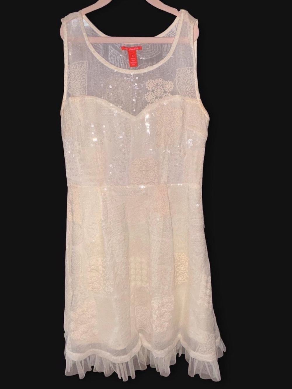 Chelsea & Violet Ivory Sequin Lace Party Dress